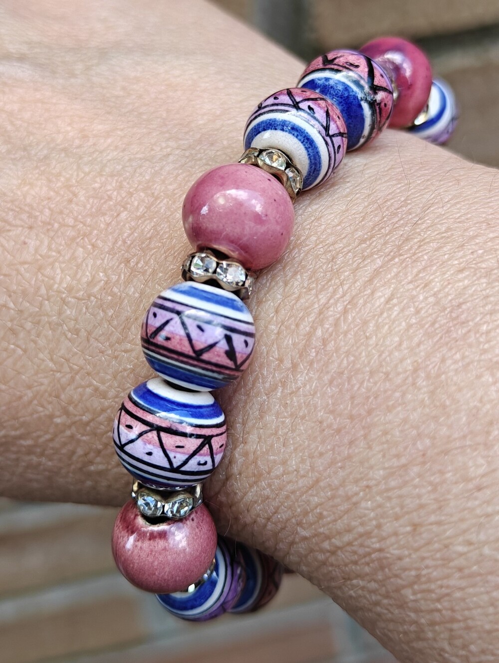 Vintage Ceramic Beads Stretch Bracelet